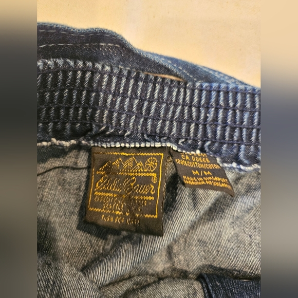 Eddie Bauer Vintage Denim Skirt From 1970's. Belt Tie Pockets 100% Cotton Midi. - Picture 4 of 5